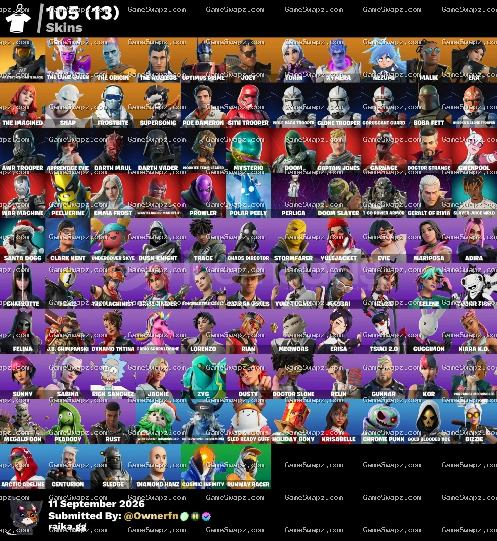 105 Skins, Kor, Founder's, Lifetime Full Mail Access