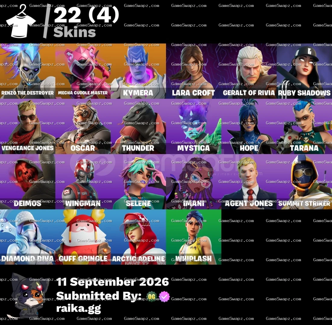 Lara Croft / 2x Jones / Geralt of Rivia / 22 Skins