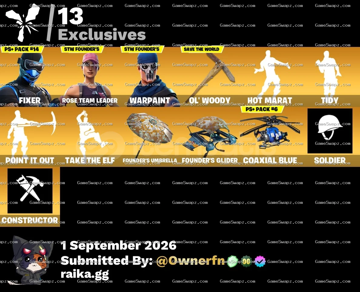 59 Skins, OG, Save the World, The Ice King, Lifetime Full Mail Access