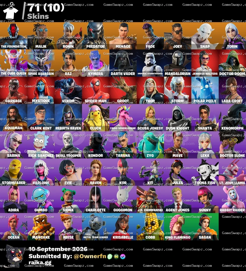 71 Skins, Lara Croft, Stuck Dance Emote, Lifetime Full Mail Access