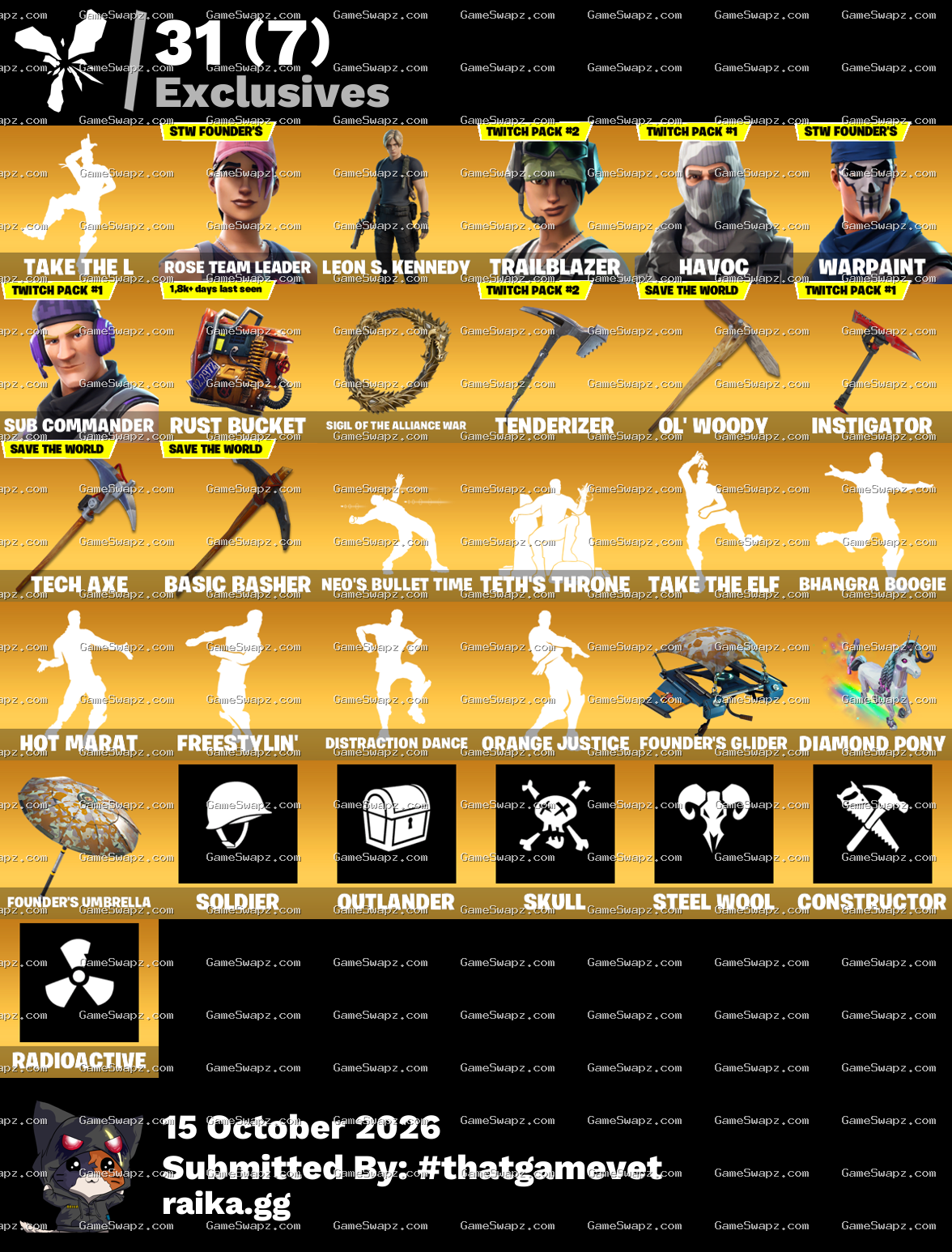Loaded Epic Games Account (100+ Games, $9k spent on Fortnite)| OG STW | Master Chief | Leon S. Kennedy | Trailblazer | Havoc | Sub Commander |