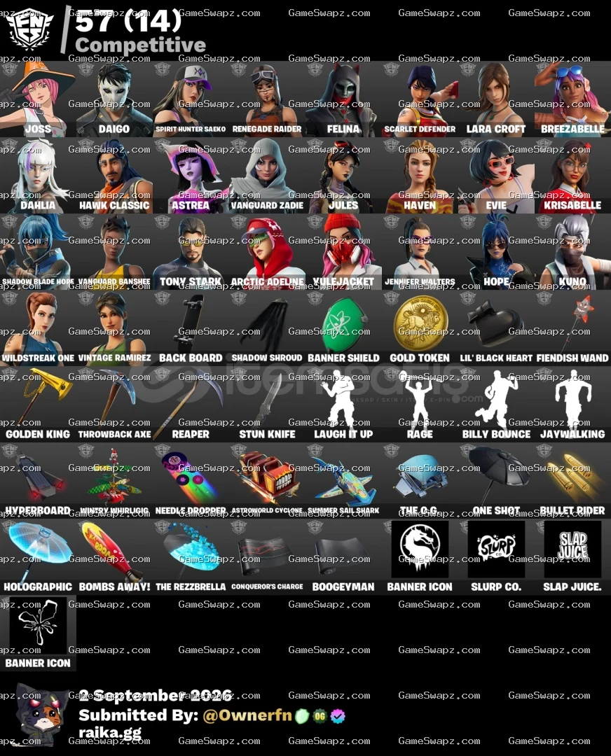 282 Skins, OG, Save the World, Lara Croft, Lifetime Full Mail Access