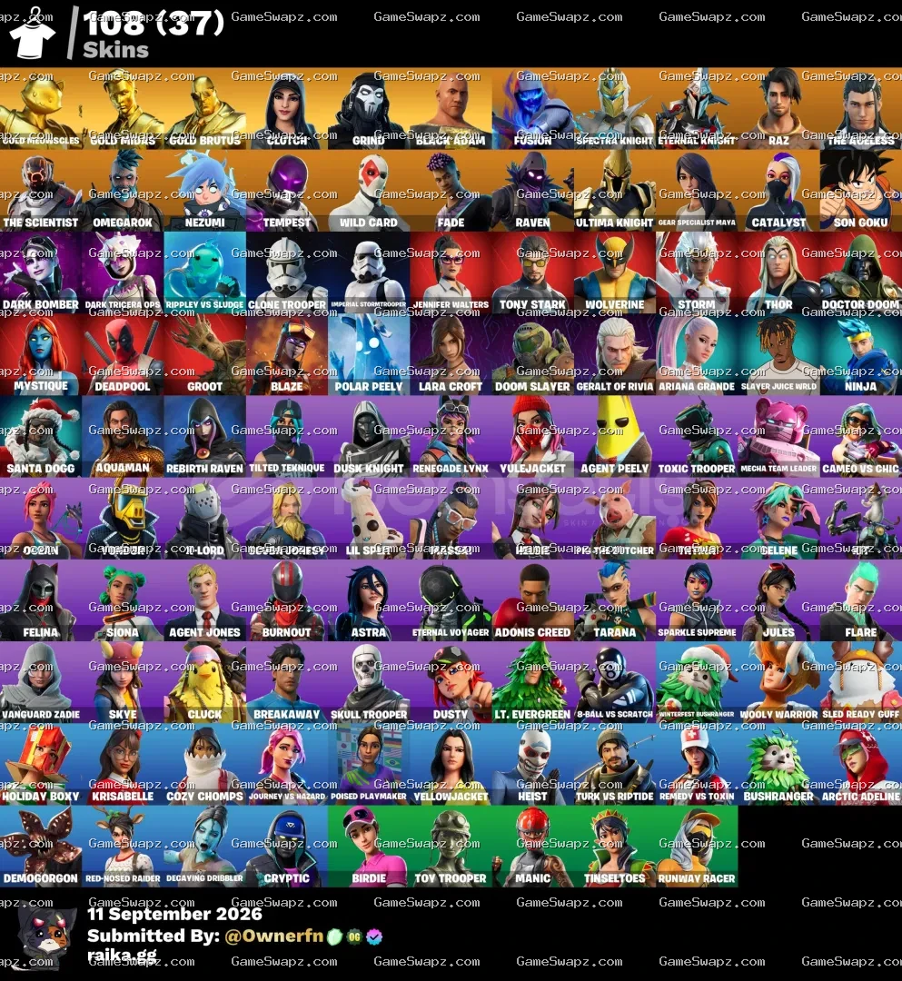 108 Skins, 37 Shop Items, Lara Croft, Lifetime Full Mail Access
