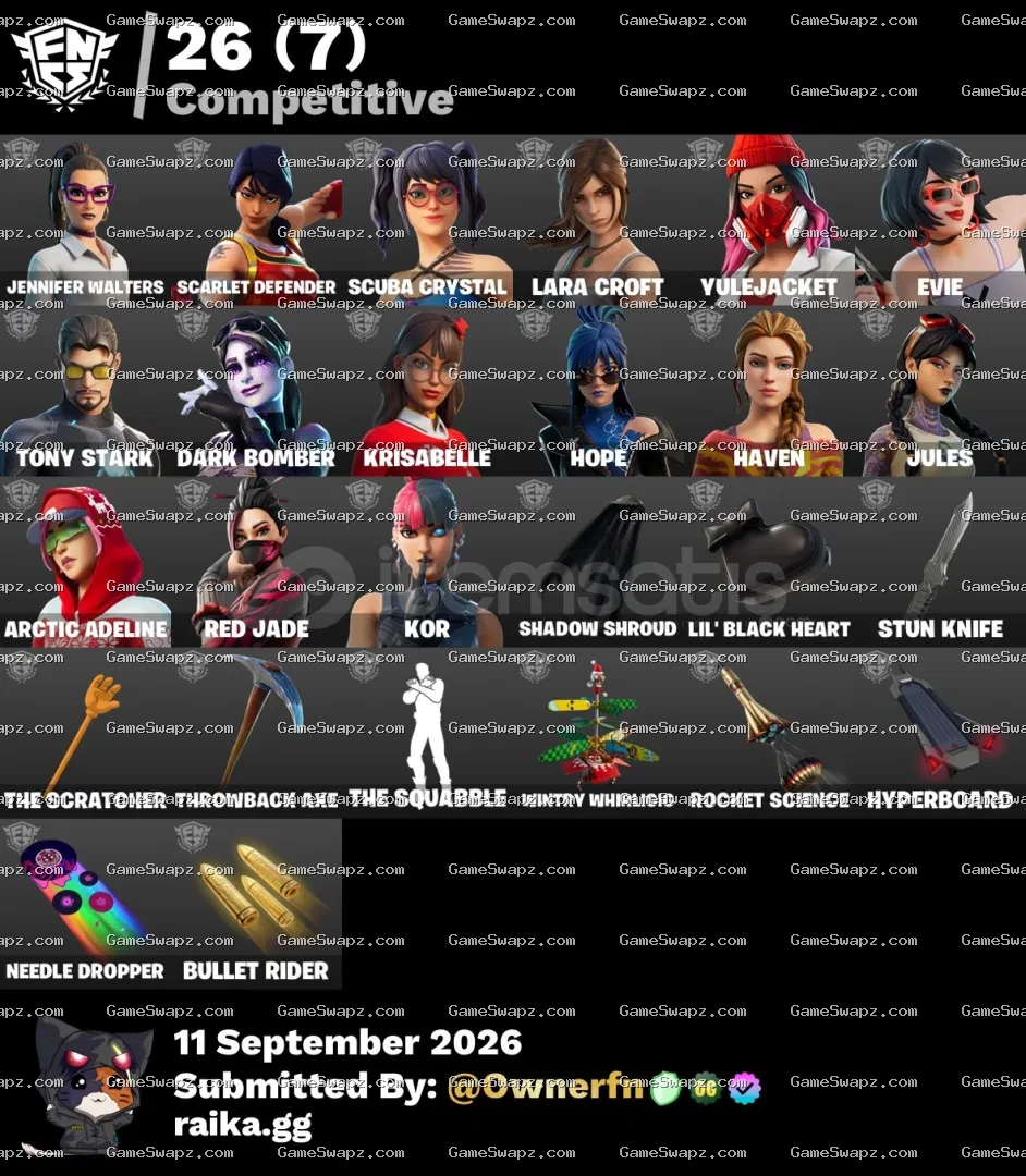 138 Skins, Lara Croft, Tony Stark, Lifetime Full Mail Access