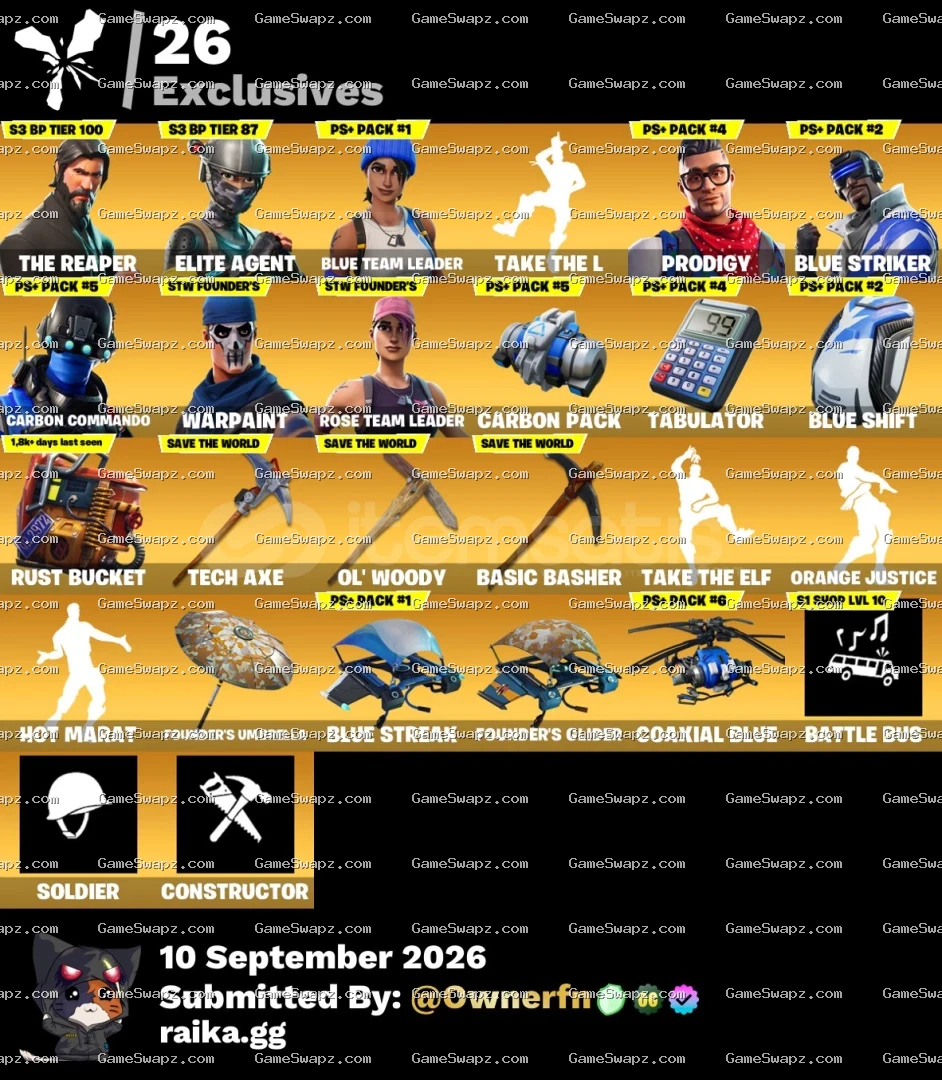 52 Skins, The Reaper, OG, Save the World, Lifetime Full Mail Access