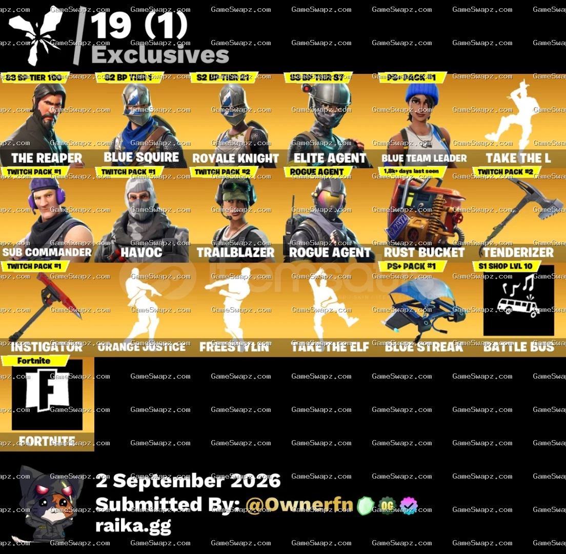 18 Skins, The Reaper, Season 2 Knights, Lifetime Full Mail Access
