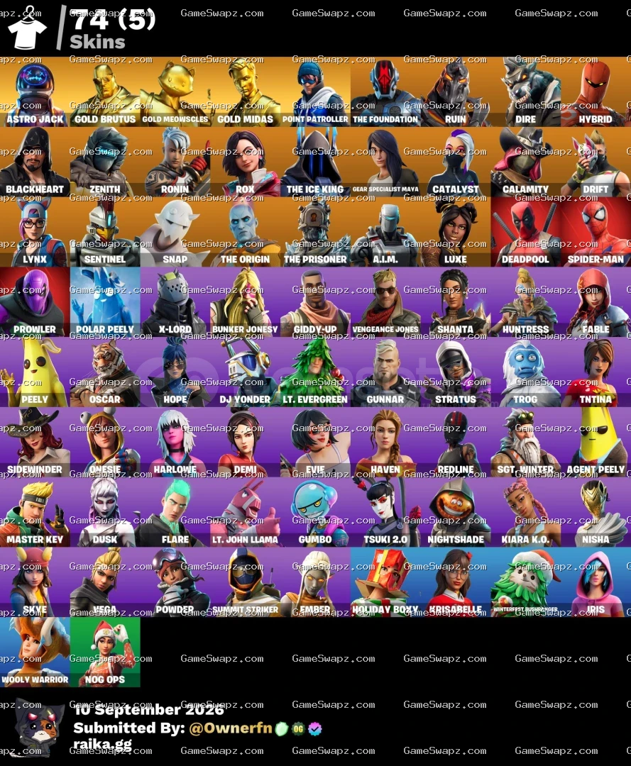 74 Skins, Astro Jack, Gold Midas, Lifetime Full Mail Access