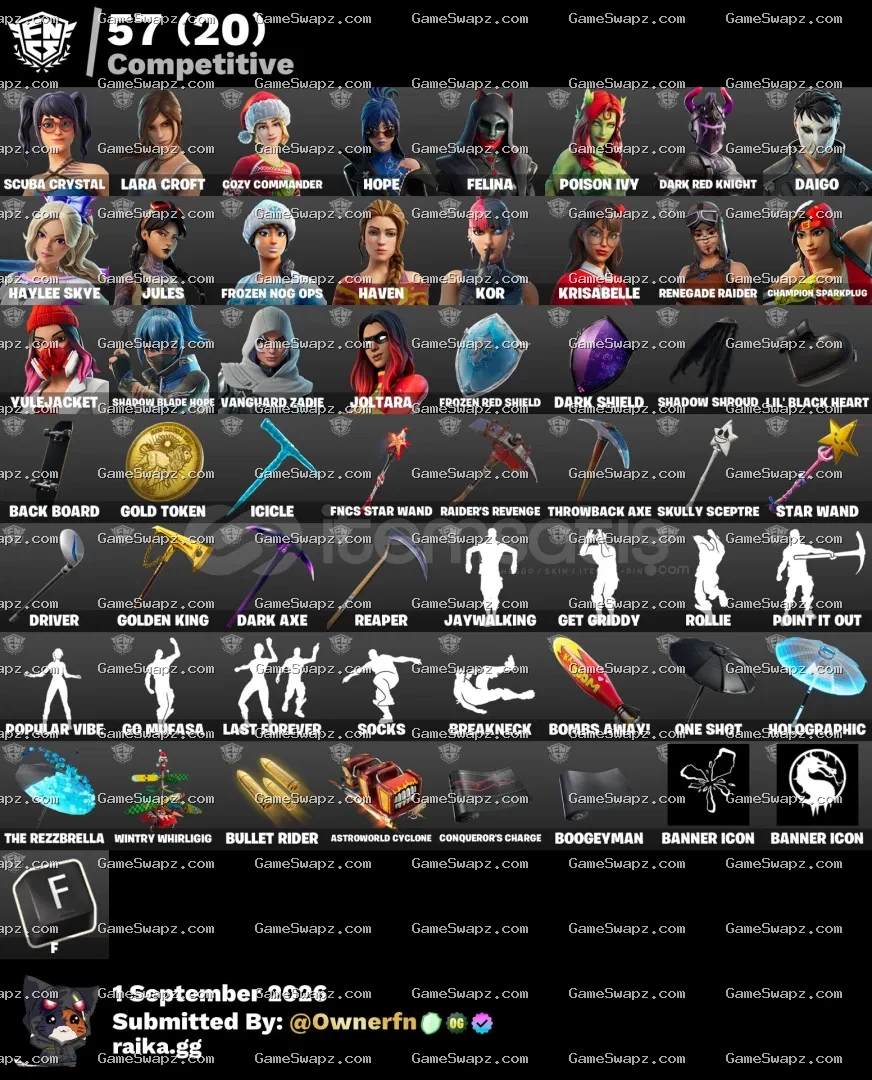 213 Skins, OG, Save the World, Lara Croft, Tryhard, Lifetime Full Mail Access