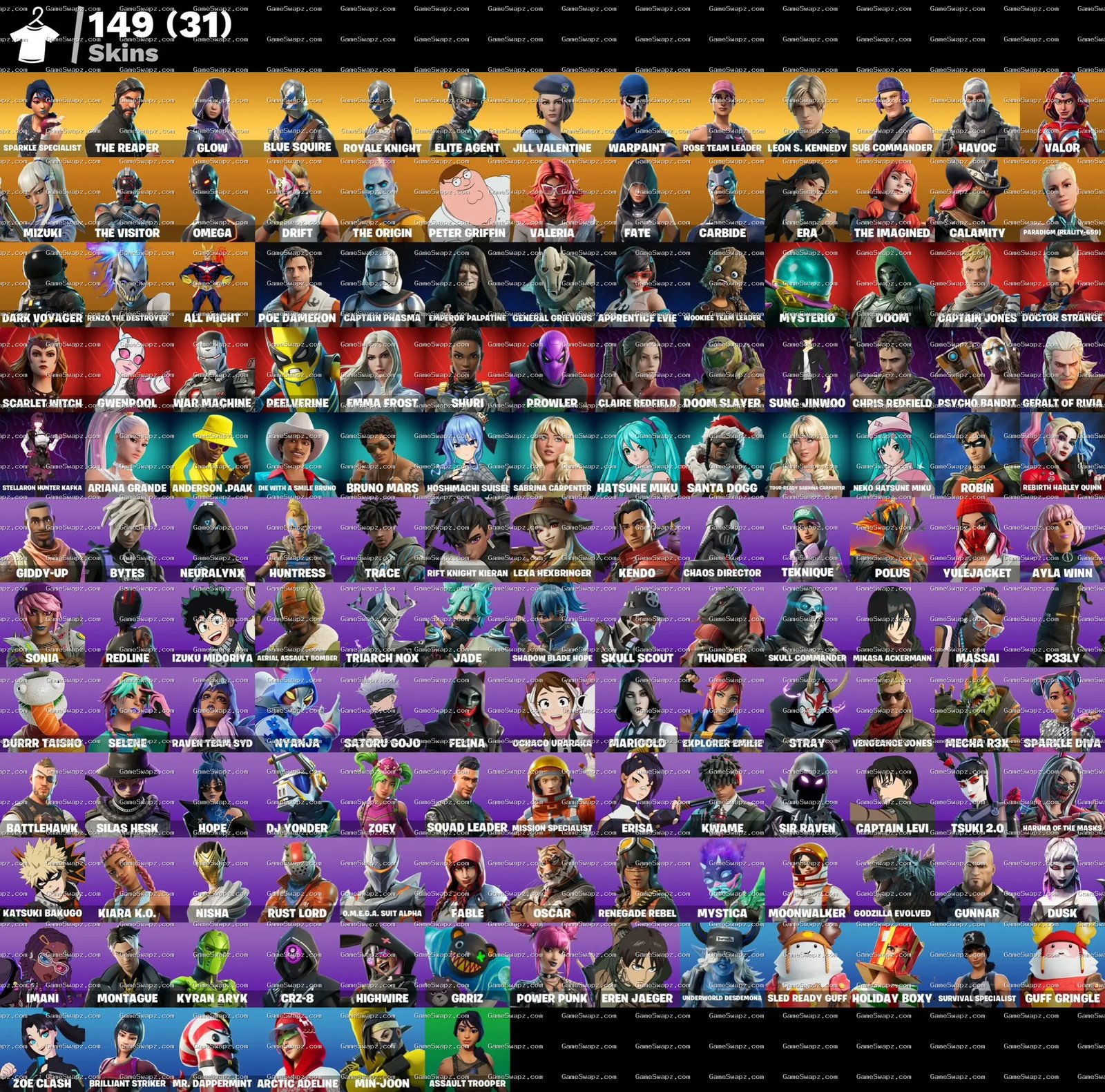 [PC|PSN] 149 skins | OG STW | Sparkle Specialist | The Reaper | Glow | Blue Squire | Royale Knight | Elite Agent