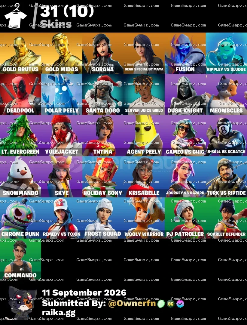 31 Skins, Gold Midas, Lifetime Full Mail Access