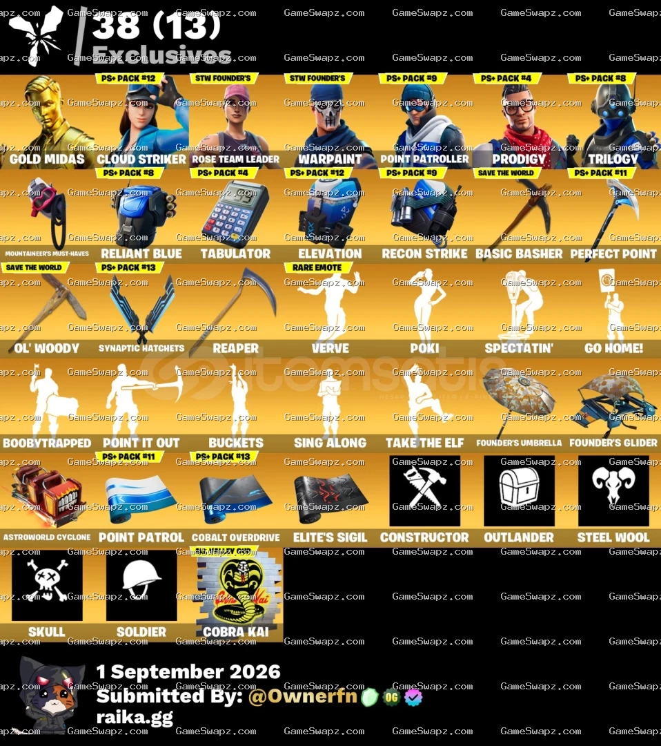 213 Skins, OG, Save the World, Lara Croft, Tryhard, Lifetime Full Mail Access
