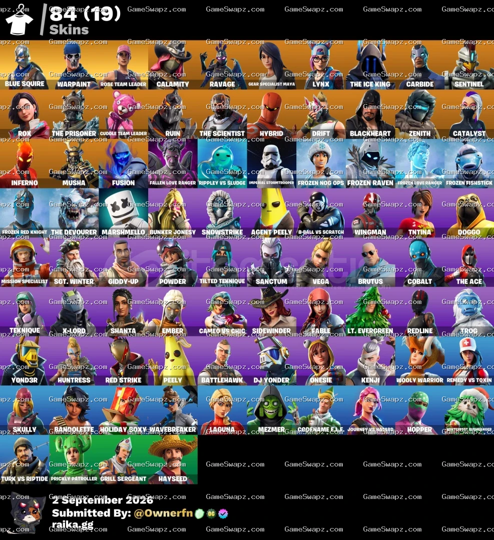 84 Skins, OG, Save the World, Blue Squire, Lifetime Full Mail Access