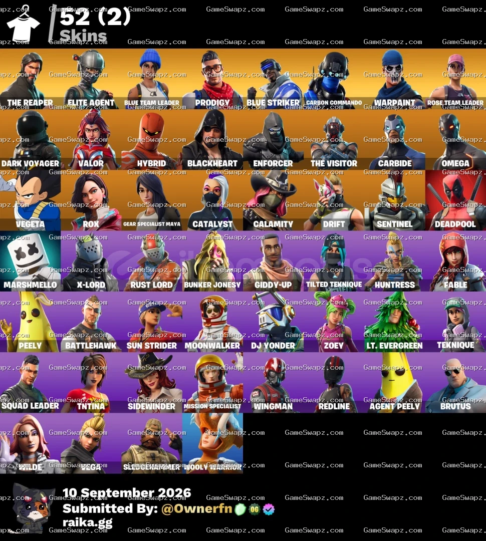 52 Skins, The Reaper, OG, Save the World, Lifetime Full Mail Access