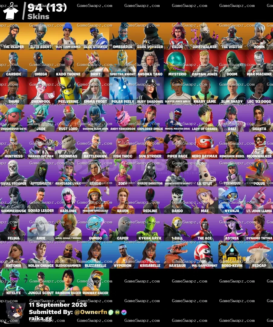 94 Skins, The Reaper, Omega, Lifetime Full Mail Access