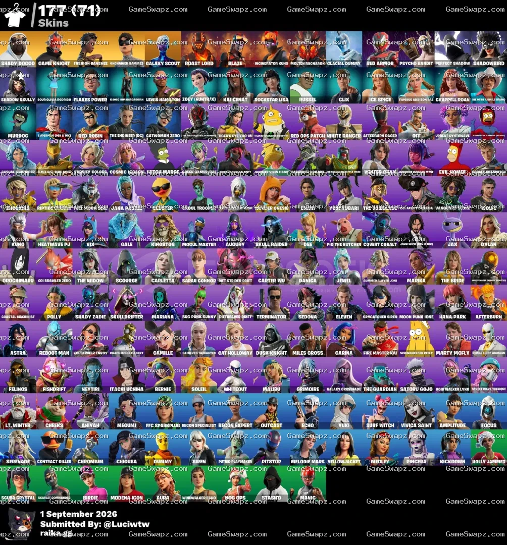 177 Skins, Best Account