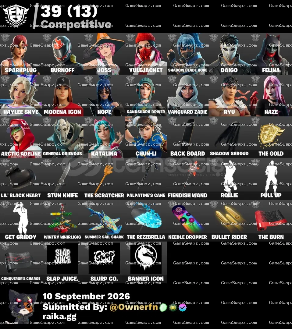 256 Skins, 38 Shop Items, Lifetime Full Mail Access
