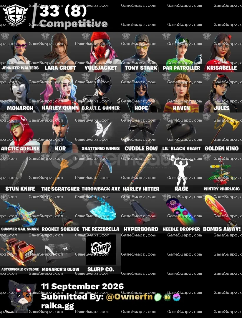 182 Skins, OG, Save the World, Rogue Spider, Lifetime Full Mail Access