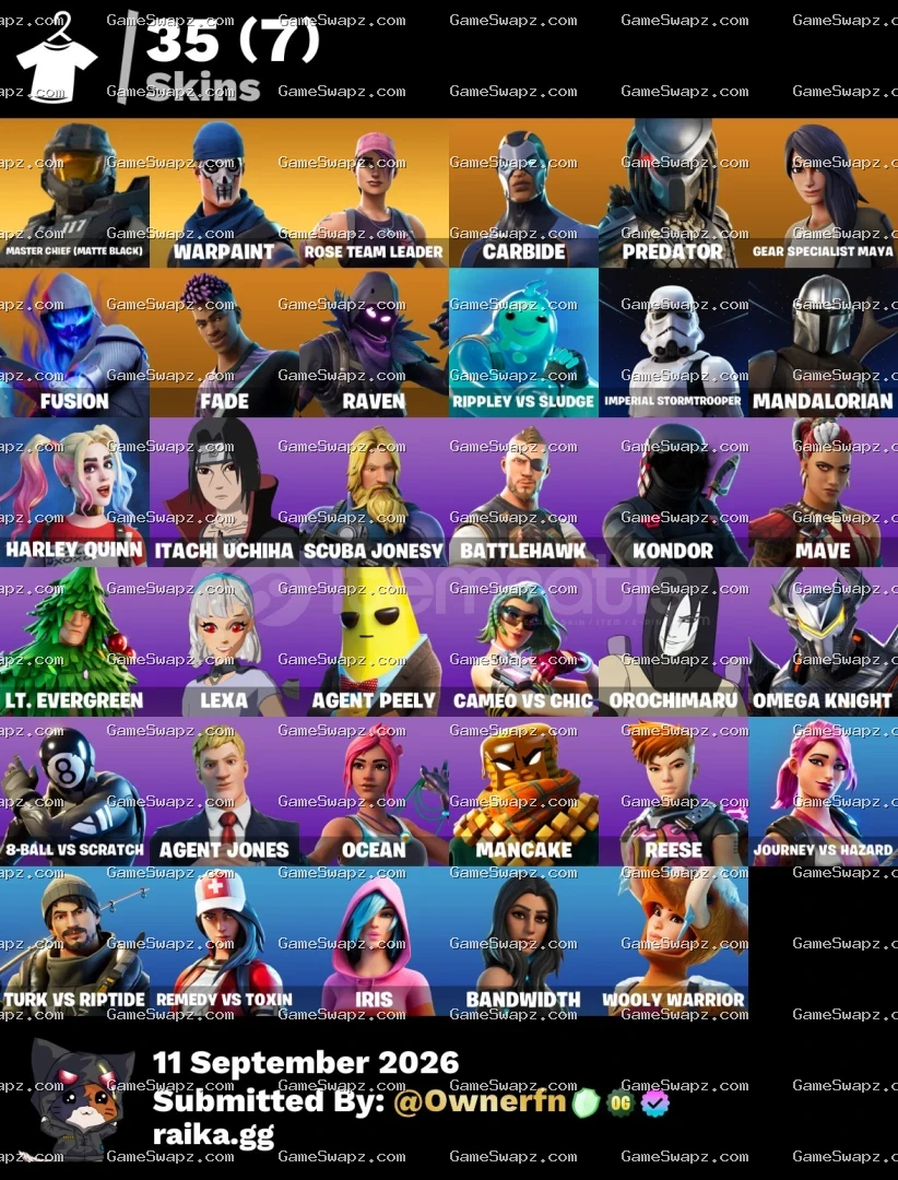 35 Skins, OG, Save the World, Lifetime Full Mail Access